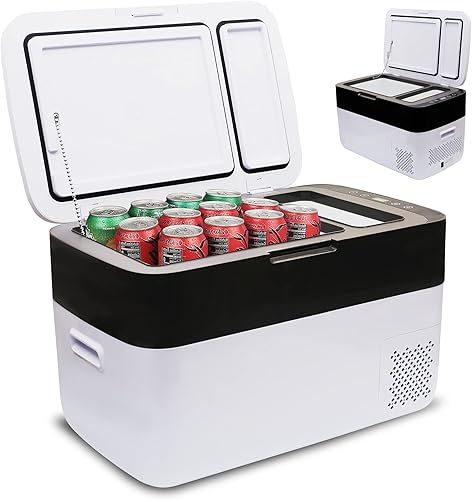 Phantomgogo Refrigerador eléctrico portátil para vehículos, refrigerador de automóvil de 12 voltios, 21 cuartos de galón (20 litros), refrigerador