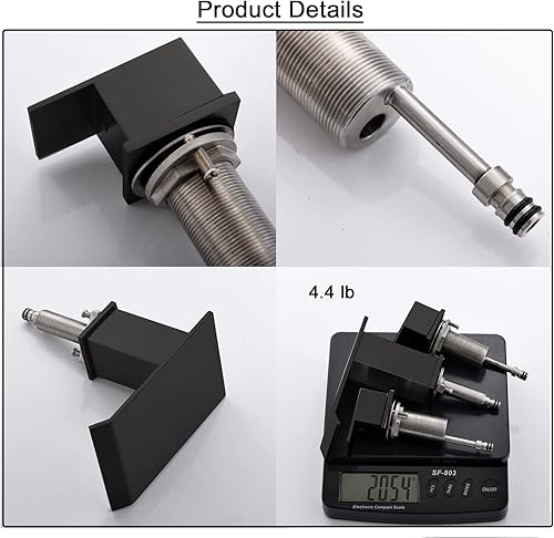 Miniatura 7 de BEIYI Grifo de bañera de montaje en cubierta negro mate, juego de grifo de bañera romano, 2 asas, juego de llenado de grifo de bañera de 3 agujeros,