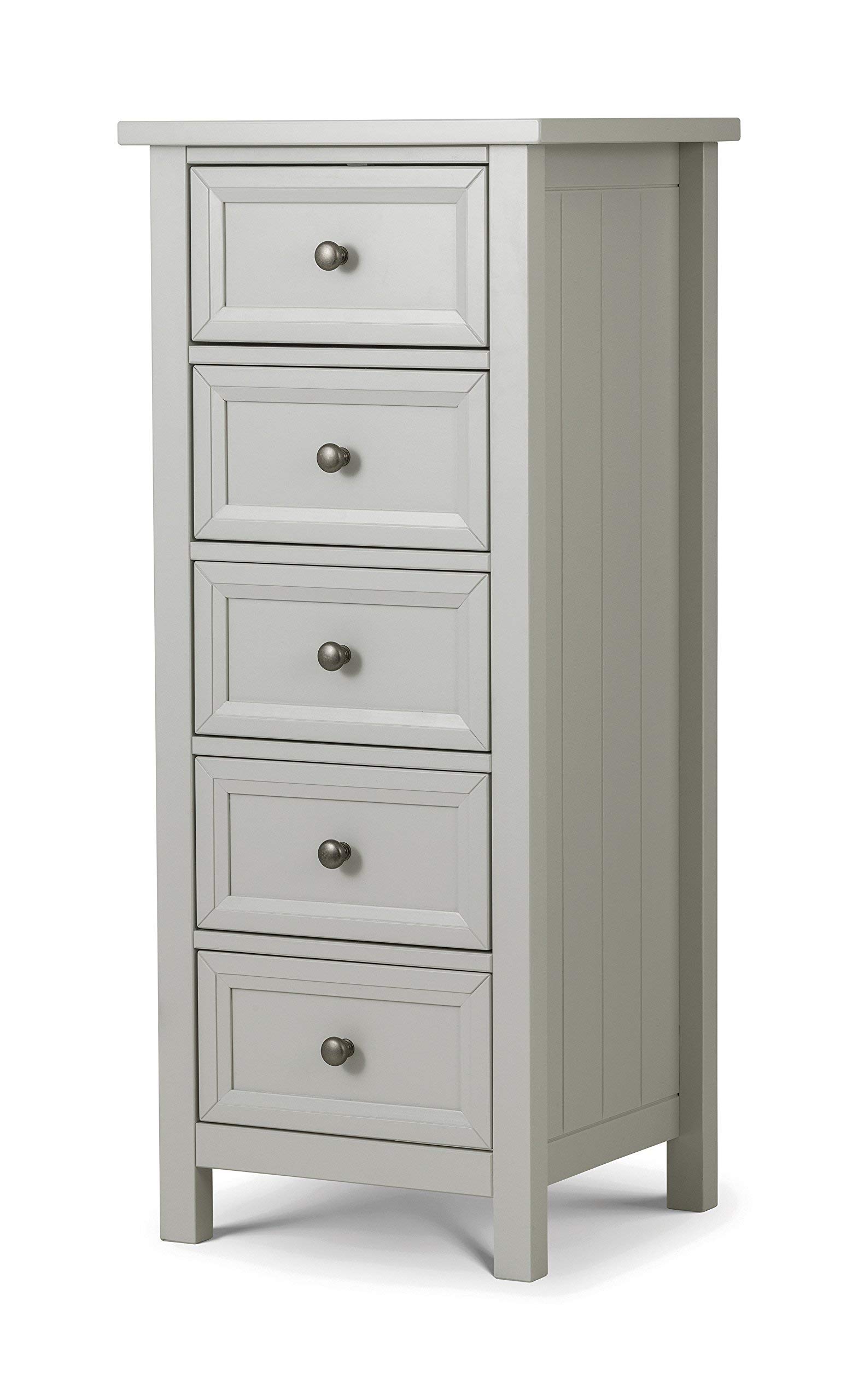 Julian Bowen Unisex Light Grey Maine Drawer Tall Chest In Size 5