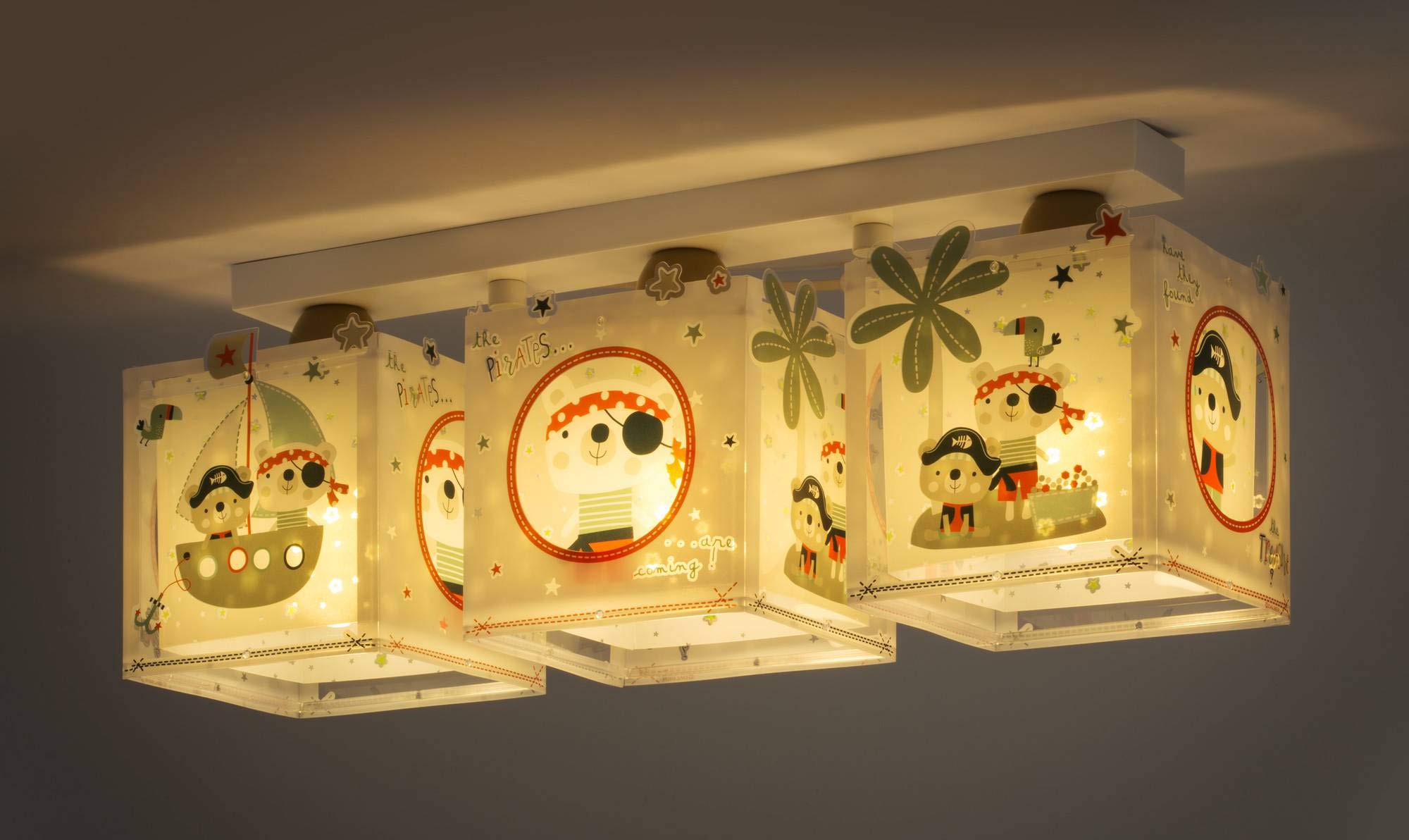 Dalber Lámpara Plafón Techo Infantil 3 Luces Piratas 74553 E27 | E27 - 3 x 15W; plafones infantiles