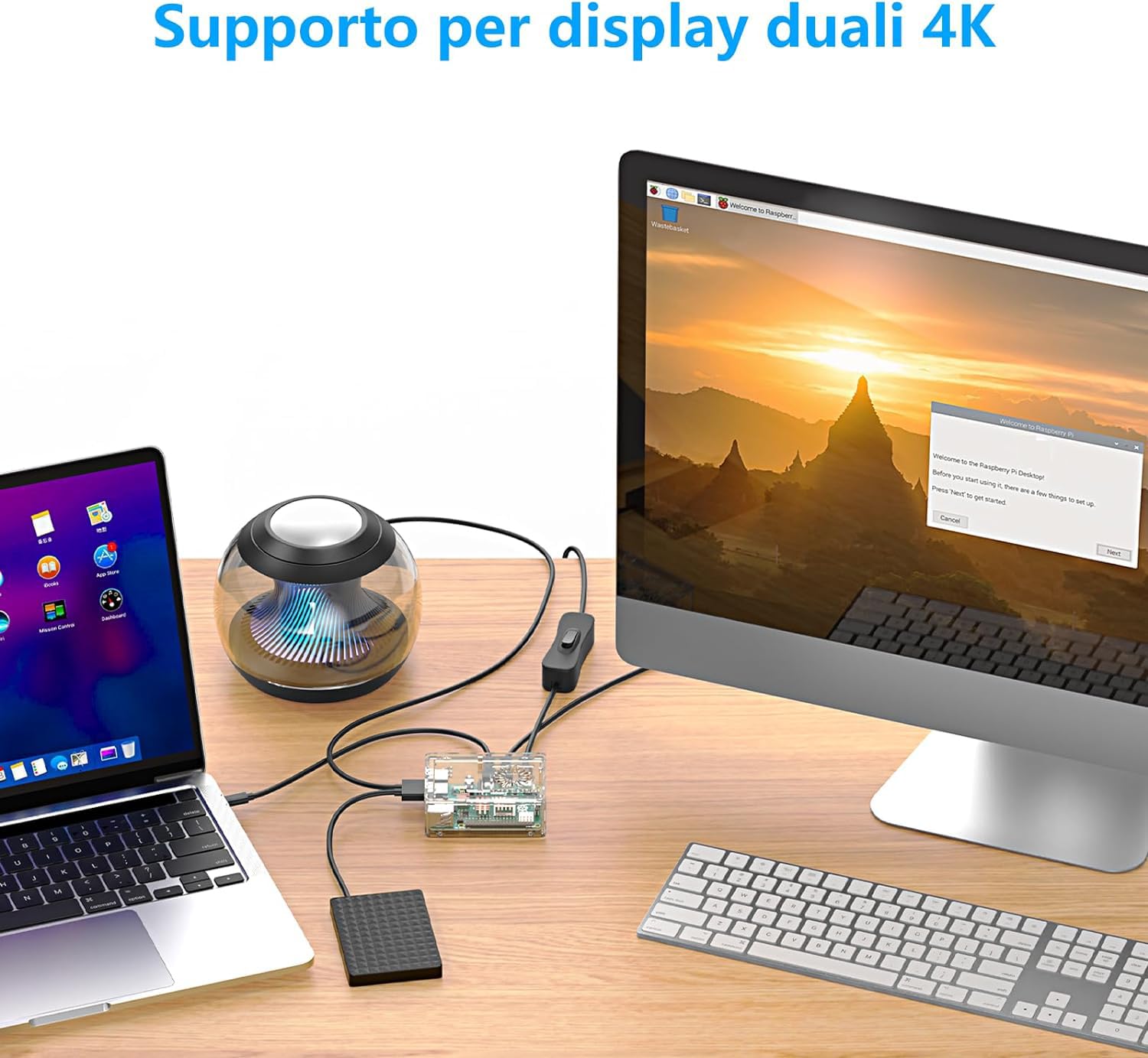 iRasptek Starter Kit For Raspberry Pi 4B 4GB RAM - Edizione 64GB SD, Noobs Preinstallato