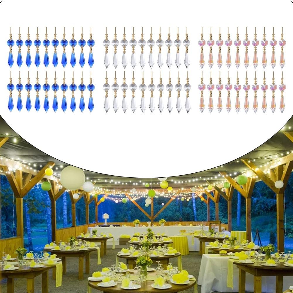 Juego de 20 candelabros transparentes en forma de lágrima para cristales con clips para colgar para añadir elementos y brillo de luz a los accesorios de iluminación (transparente)