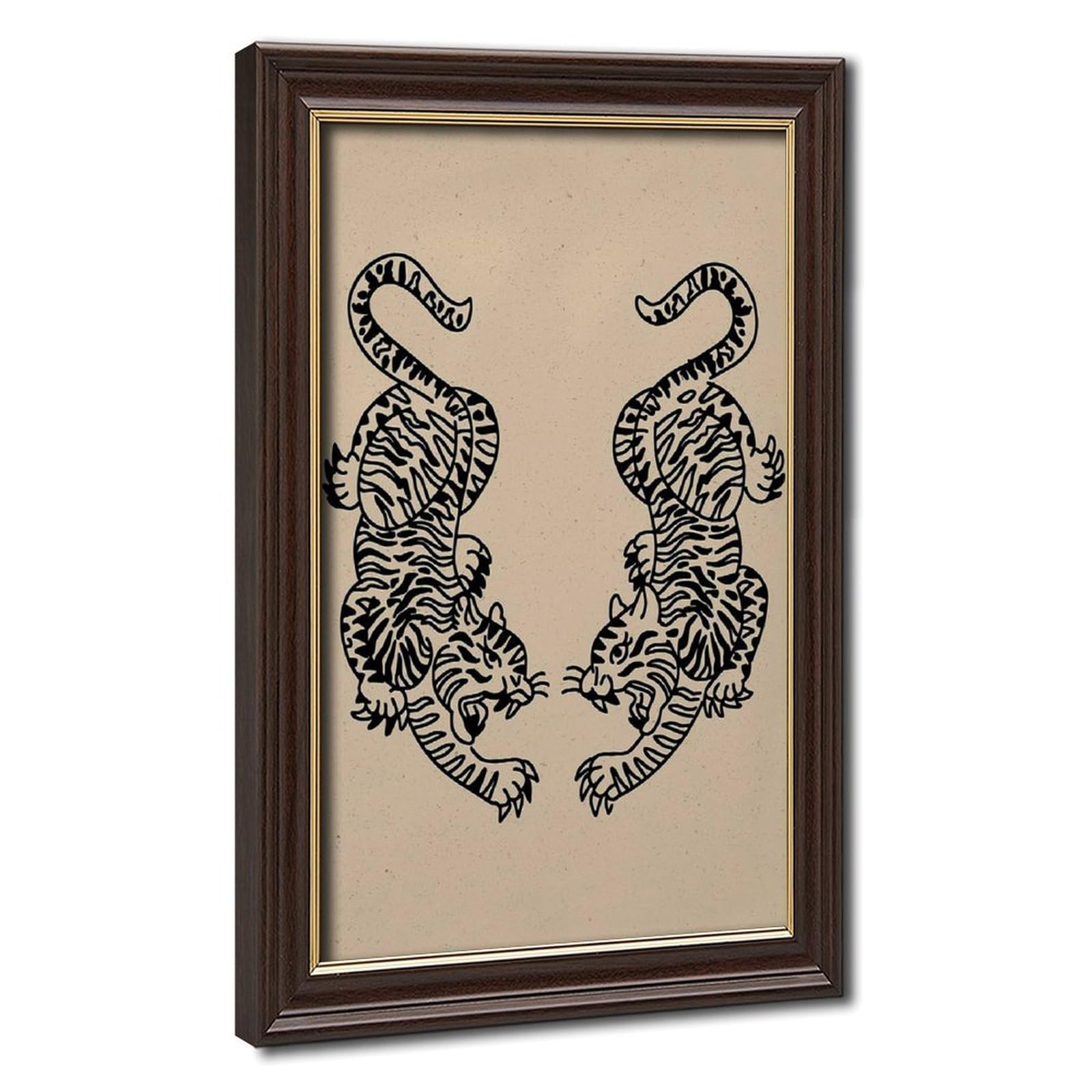 Bareronor Mokume Gane Frame-Style Minimalist Tiger Vintage Japanese Canvas Poster For Home Decor Gift