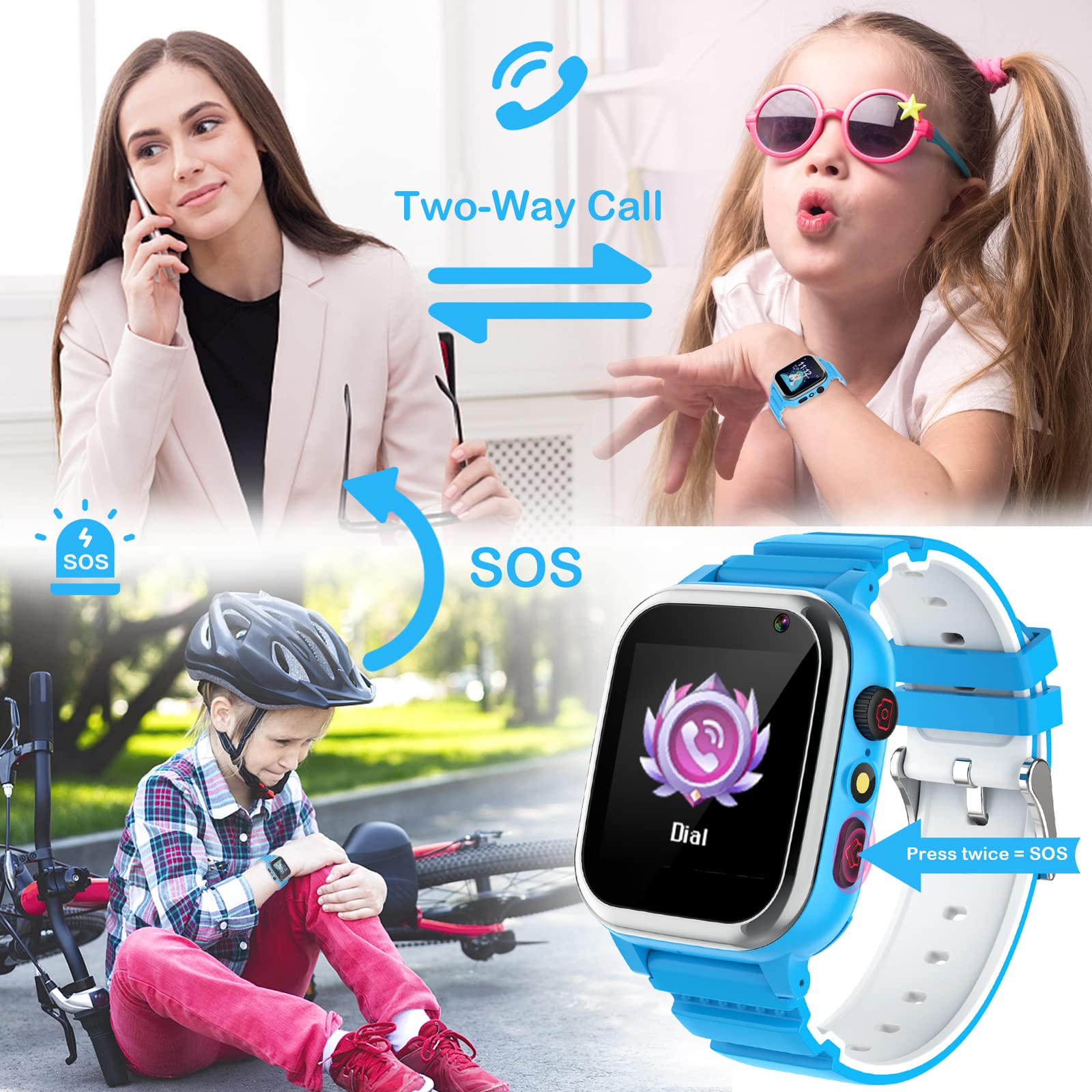 ELEJAFE Smartwatch Bambini 26 Giochi, Orologio Smartwatch Bambini con SOS, Musica, Telefono, Fotocamera, Sveglia, Orologio Bambino Regalo Regali di Natale per ragazze e ragazzi 3-12 Anni