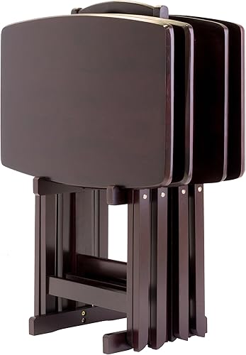 Winsome Dylan Juego de Mesa de Aperitivos con Soporte, para Sala de Estar, 26", Espresso, Juego de 4 Mesas