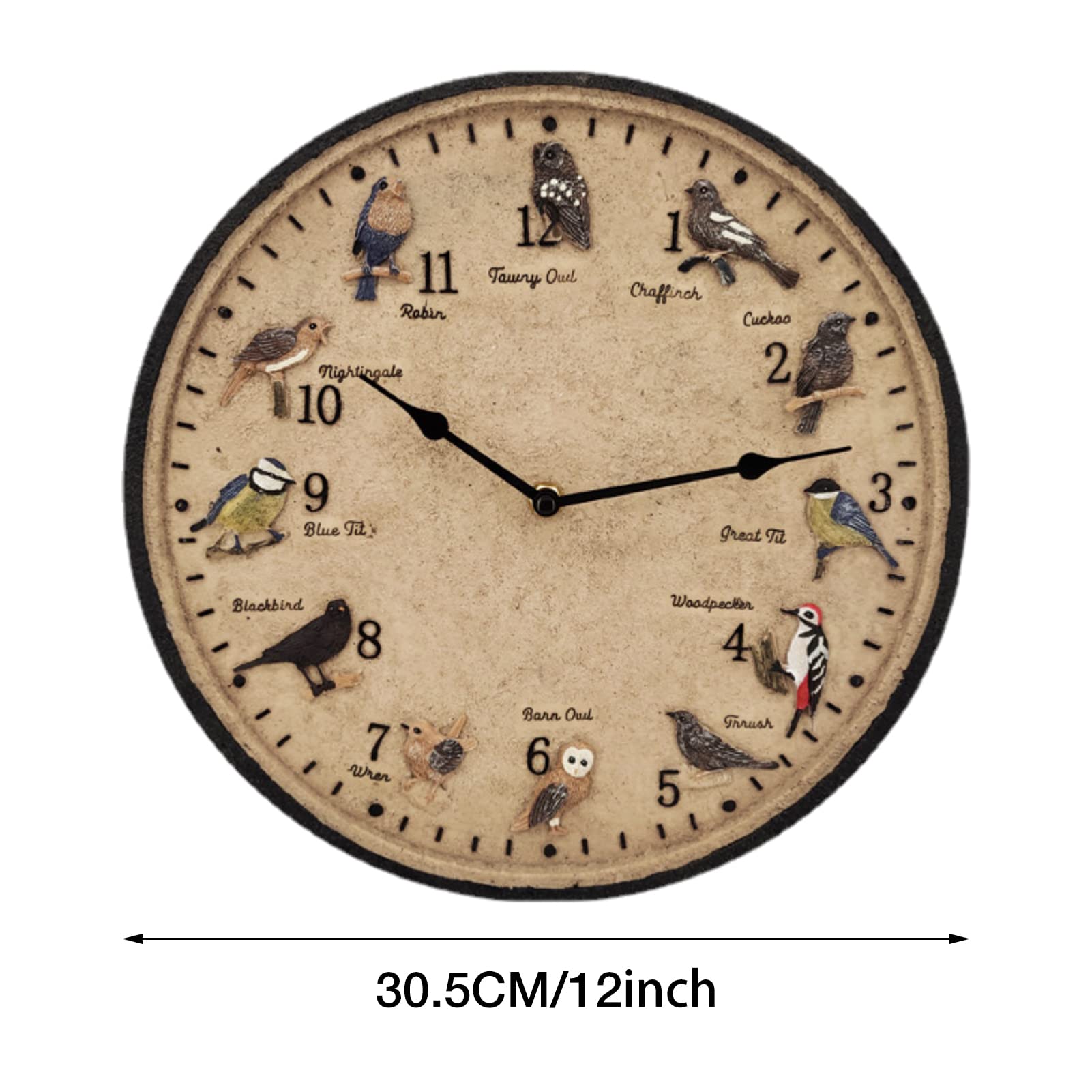 Wodoszczelny zegar, dekoracyjny, okr?g?y z termometrem, 30,5 cm | zasilany bateriami, odporny dzia?anie promieni s?onecznych, styl retro, do muru ogrodowego, ogrodzenia, szopy