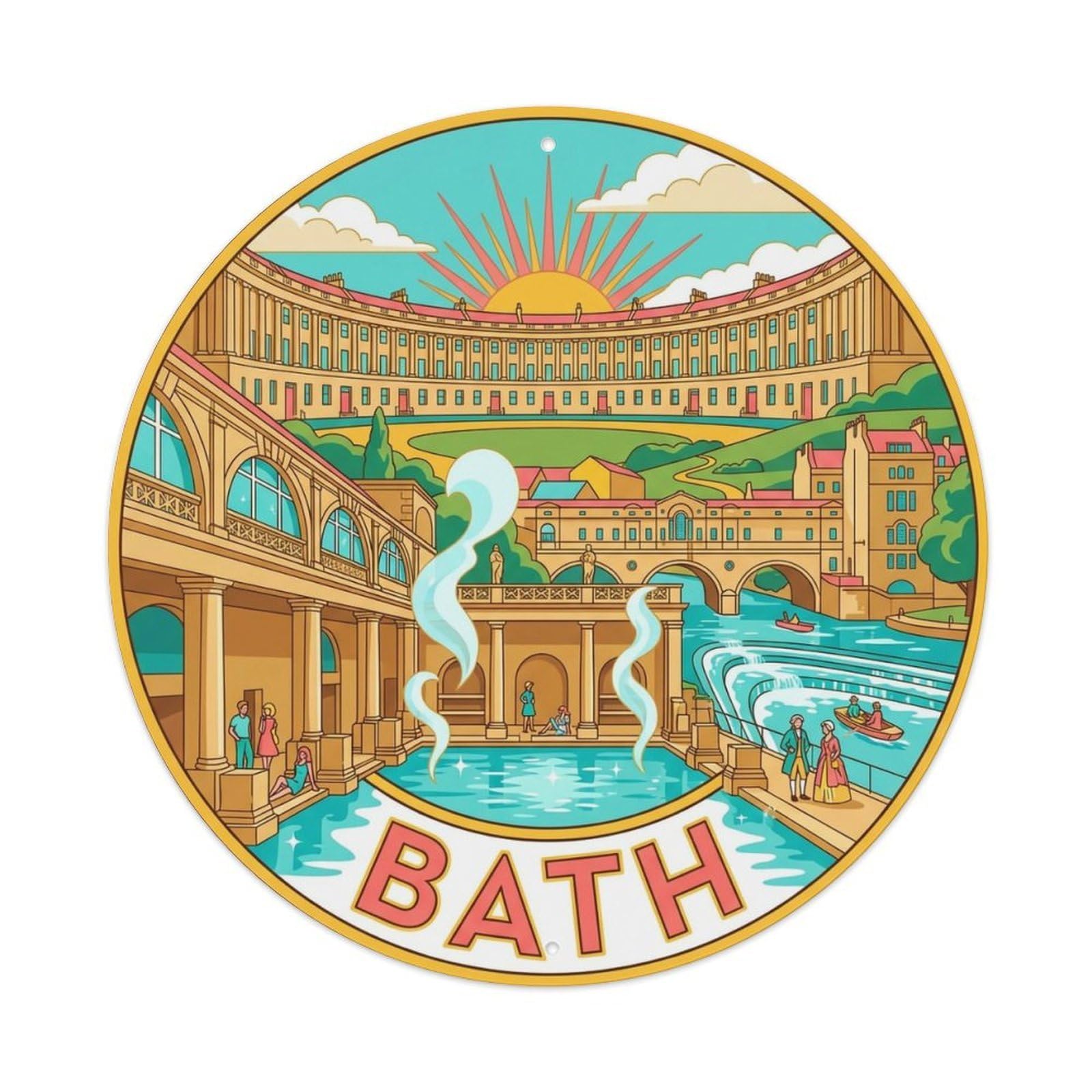 Vintage Travel England Bath Metal Tin Sign