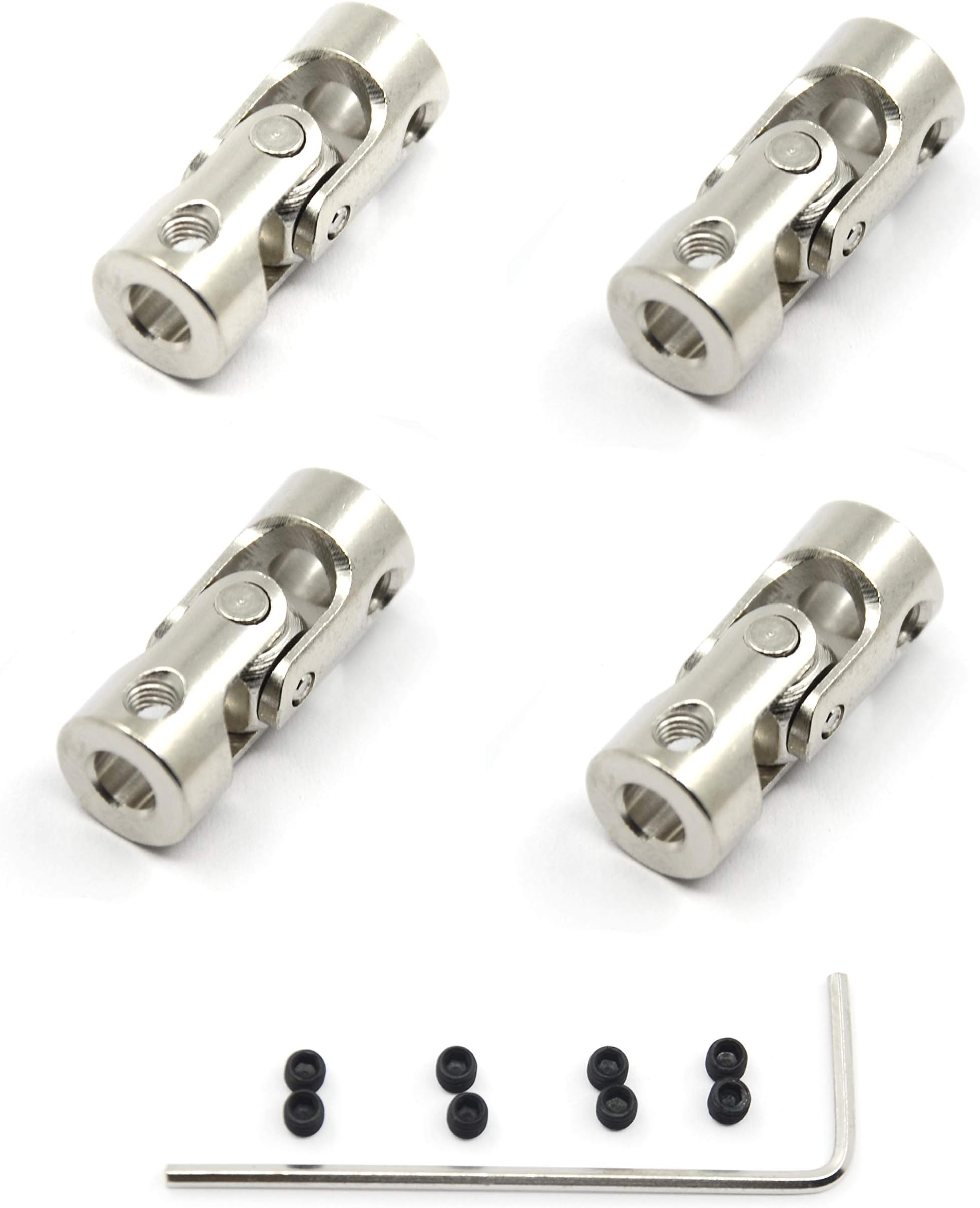 4 Pcs 4mm to 4mm Universal Joint Shaft Coupling with Screws for Motor