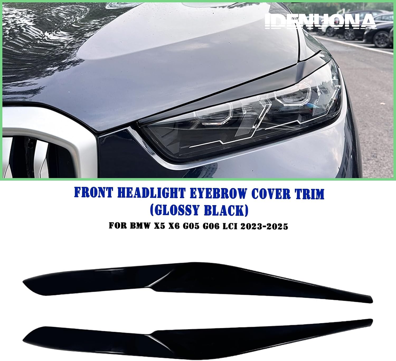Front Headlight Eyelid Trim For BMW X5 X6 G05 G06 LCI 2023-2025 Black