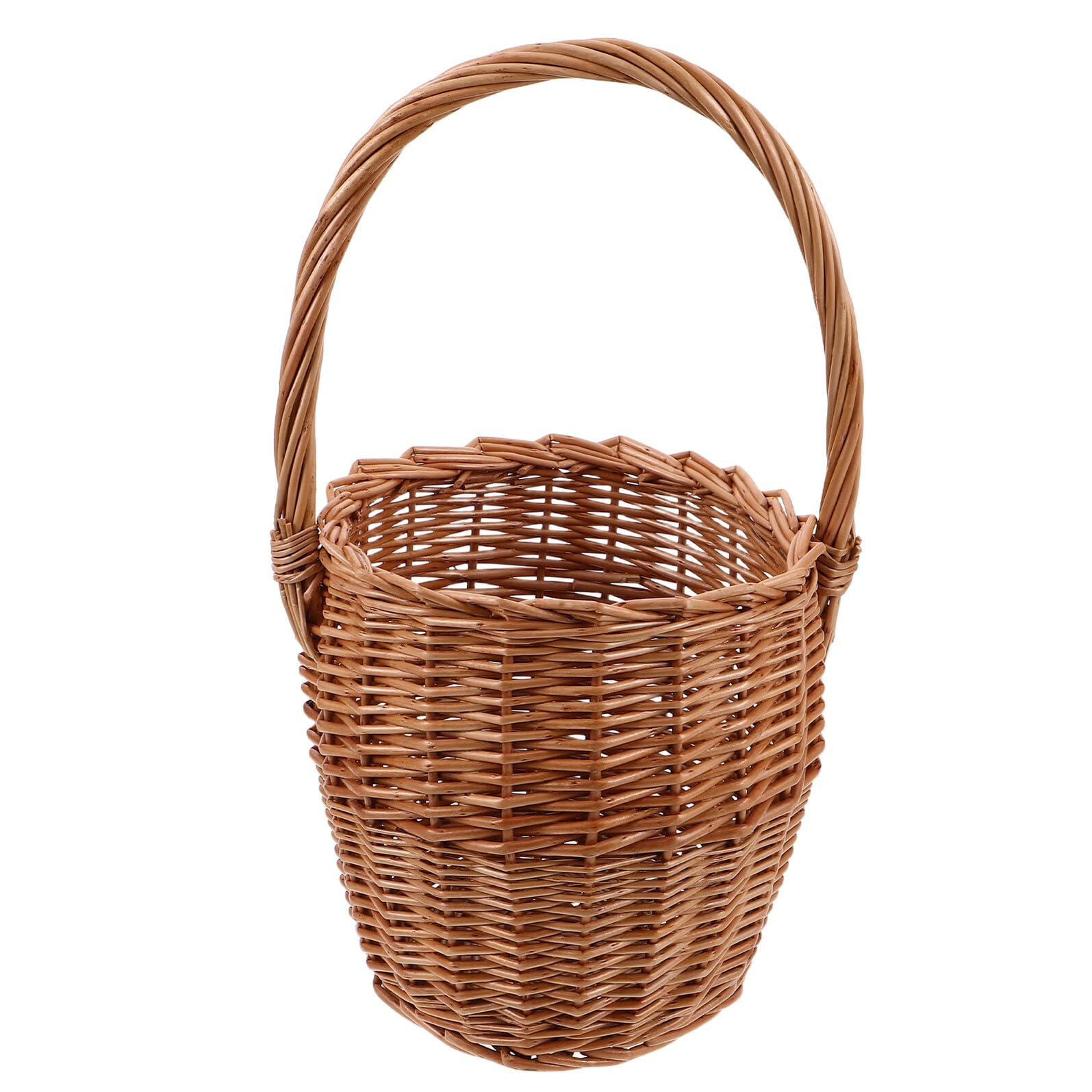 SUPVOX Cestino Intrecciato in Vimini con Manico, Leggero e Artigianale, per Picnic All'aperto e Decorazioni Floreali dallo Stile Campagnolo