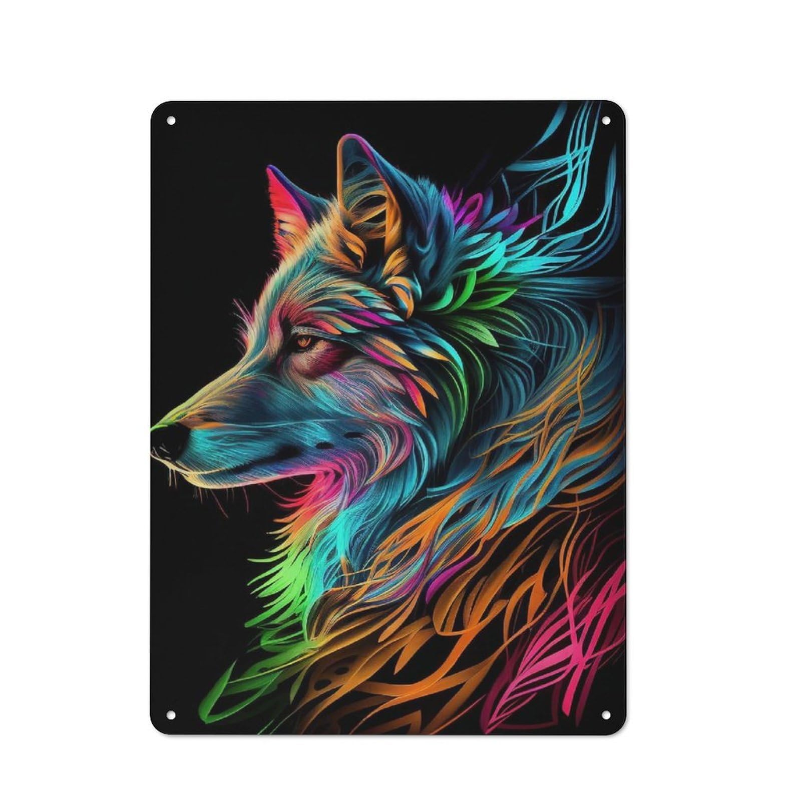 Junmoney Wolf Pop Art Animal Industrial-Style Metal Plaque 40X30cm For Hallway Wall, A Winter Wall Decor Update For Hallway Decor Lovers