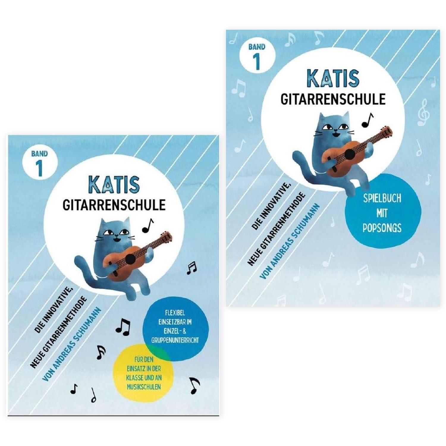 Katis Gitarrenschule Band 1 und Spielbuch 1 (BOE 7945, BOE 7971, 9783954562107, 9783954562381) + 6 Soundman Pleks für Gitarre (3 x 0,46mm + 3 x 0,73mm)