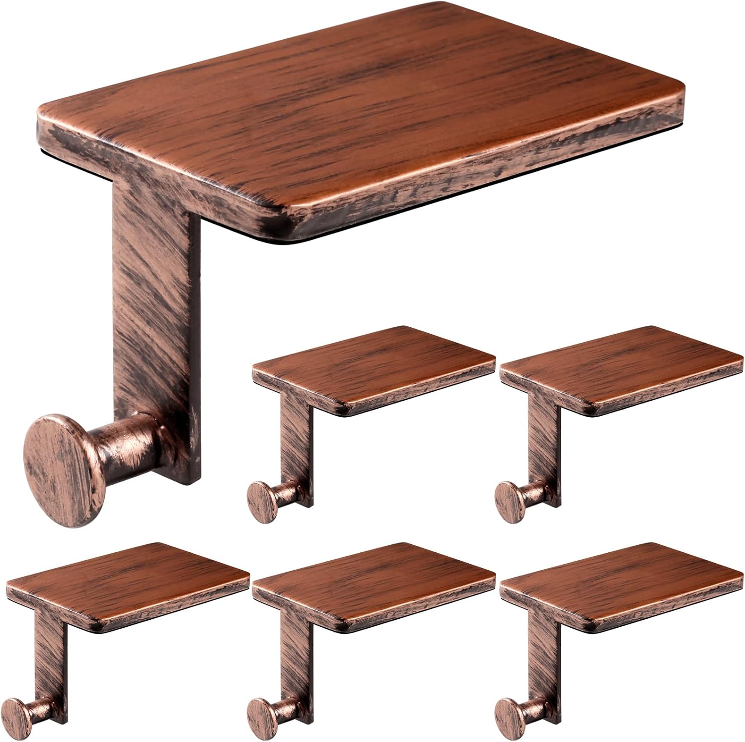 Christmas Stocking Holders for Mantle Set 6, Stocking Hangers for Mantel with Upgrade Size&Weight, Rectangular Holder Stocking Hooks for Mantle Weighted (Bronze)