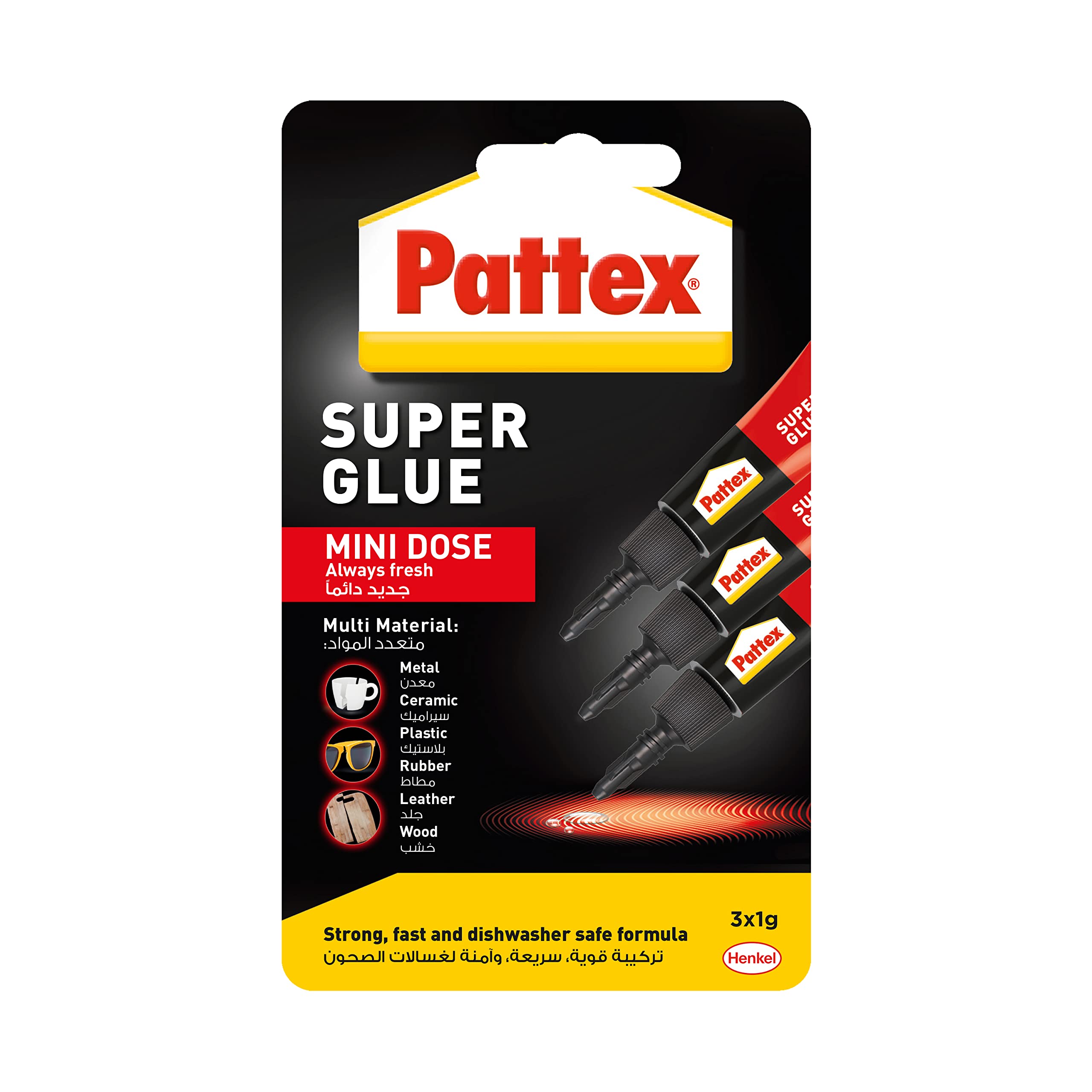 Super Glue Mini Dose, Strong All Purpose Adhesive For Repairs , Easy To Use Instant Super Glue, 3X1G