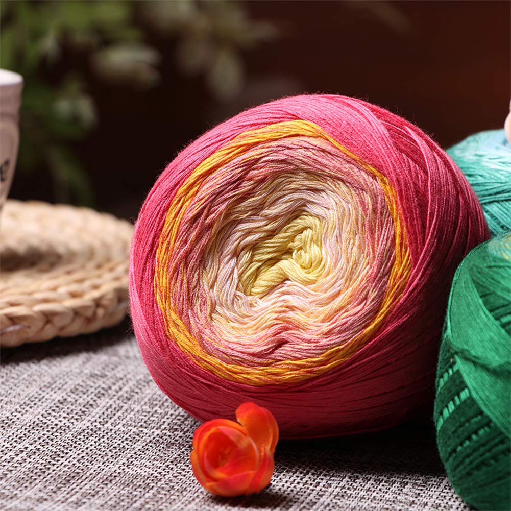 450G Segmento Tinti Cotone Mercerizzato Palle Filati da lavori a Maglia e Maglieria, 20 Gradiente Colori Disponibili, 1.2mm Medie Sottili Fili,07
