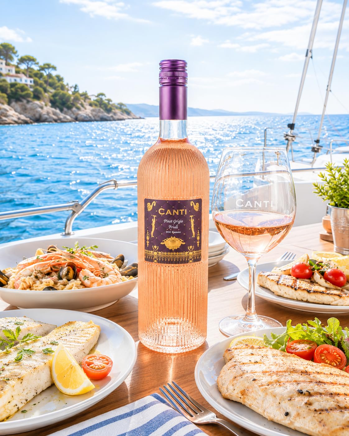 Canti - Vino rosado seco italiano Pinot Grigio D.O.C. Friuli, sabor fresco y paladar suave y redondo, 6 latas de 750 ml