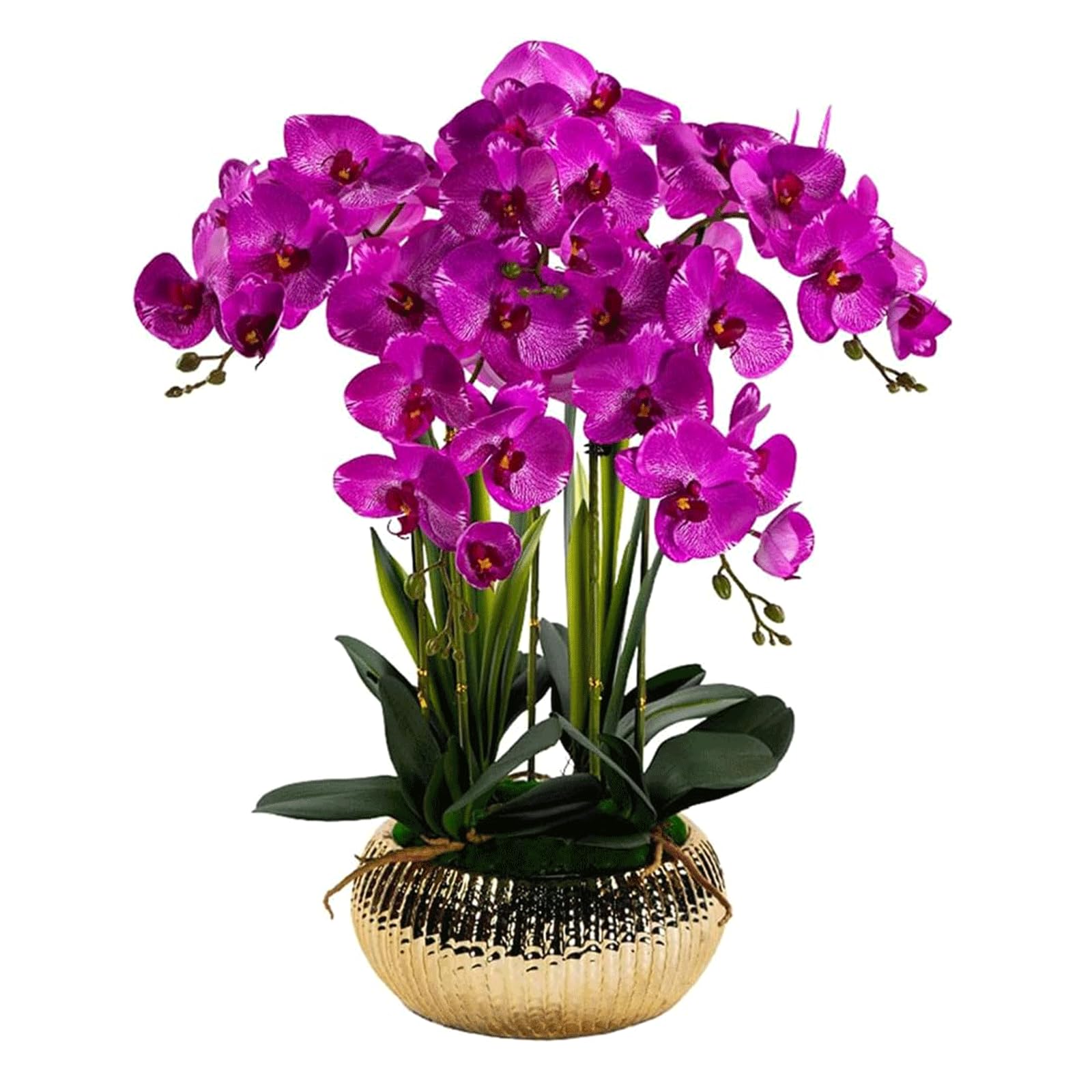 Orchidées artificielles 5 têtes de Fleurs artificielles avec Vase en céramique Fleurs de phalaenopsis artificielles en Pot Faux 71 cm Fausses Fleurs artificielles Florales