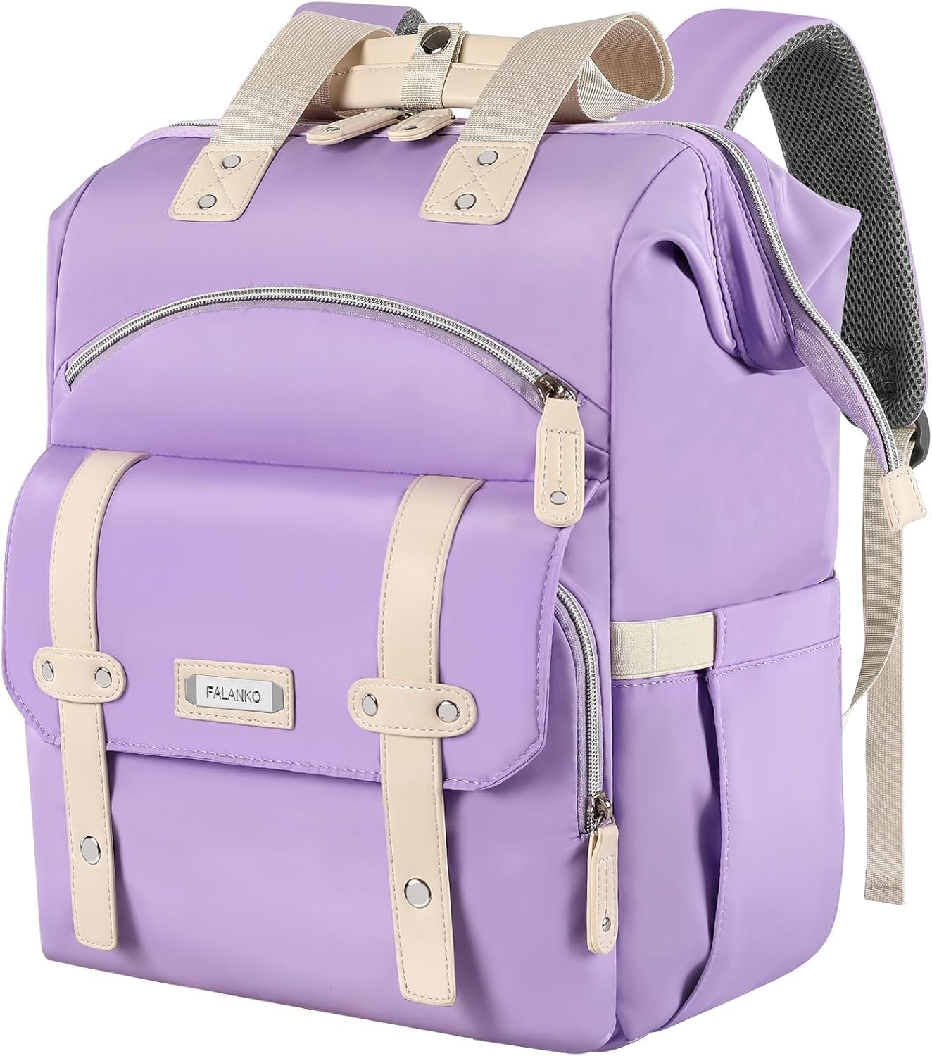 FALANKO Laptop Backpack for Women, Anti Theft Backpacks with USB Charging Port RFID Anti Theft Water Resistant,Wide Top Open Work Teacher College