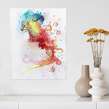 DANCE クラゲの抽象画 F8アートインテリアアクリル画　海月 DANCE クラゲの抽象画 F8アートインテリアアクリル画 海月