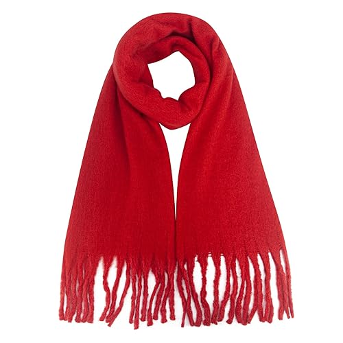 Thick Scarf for Women Big Chunky Colorful Blanket Fluffy Soft Scarves Winter Colorful Shawl Warps - Red