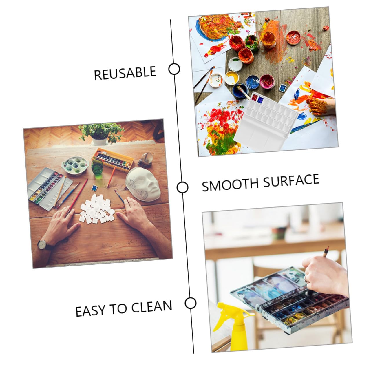 VILLCASE 5 Ensembles Grille Aquarelle Palette Aquarelle Palettes Peinture À l'huile Peinture À L'aérographe Casseroles D'aquarelle Vides Blanche Plastique 75 Pièces * 5