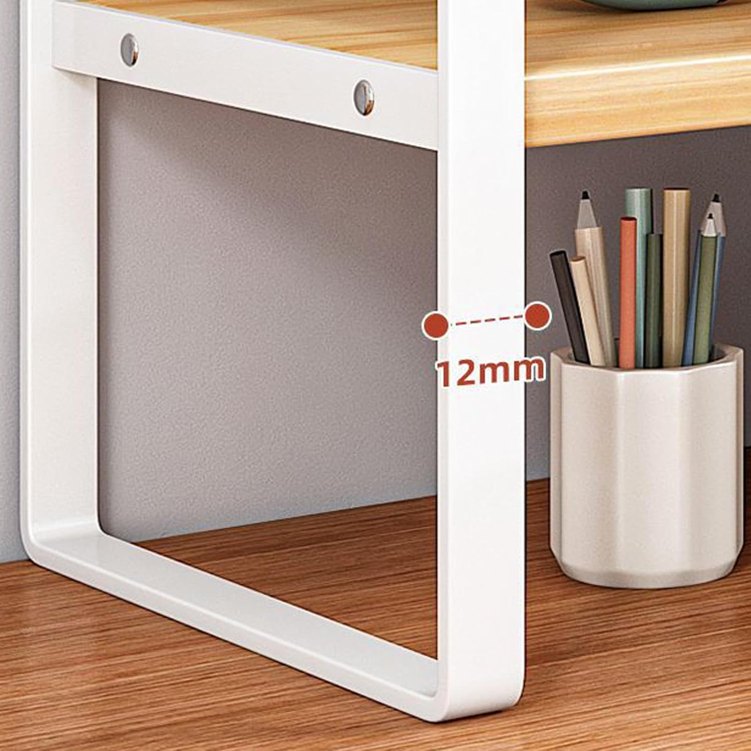 SIDIANBAN Desktop Organizer Shelf Office Storage Rack Computer Desk Bookshelf Adjustable Display Shelf for Office Supplies (White)