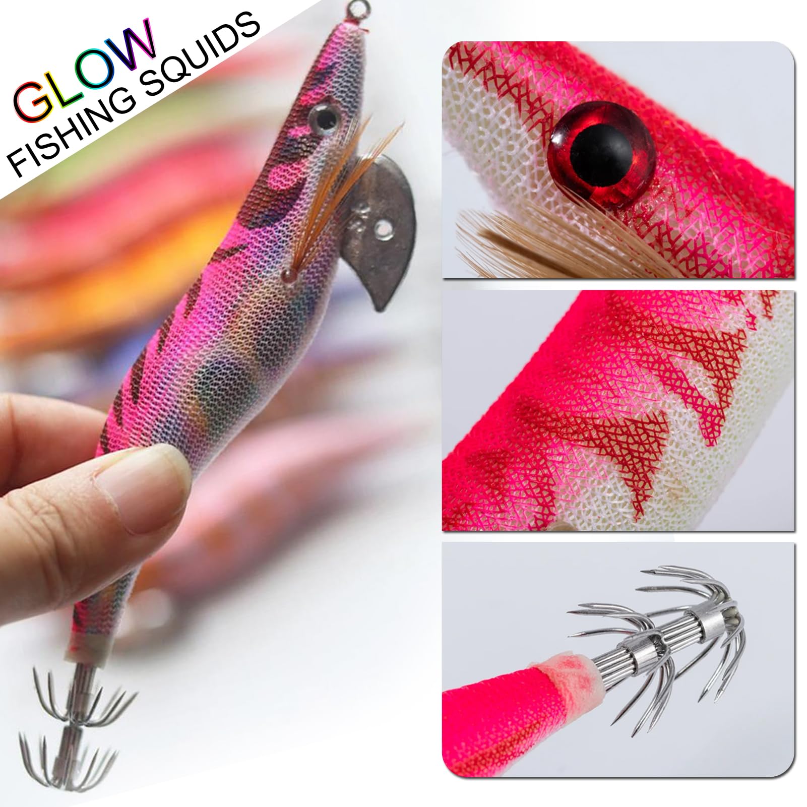 10 Leurres Souples Calamar Et Crevette – Set De Poche Lumineux 1/4 Oz