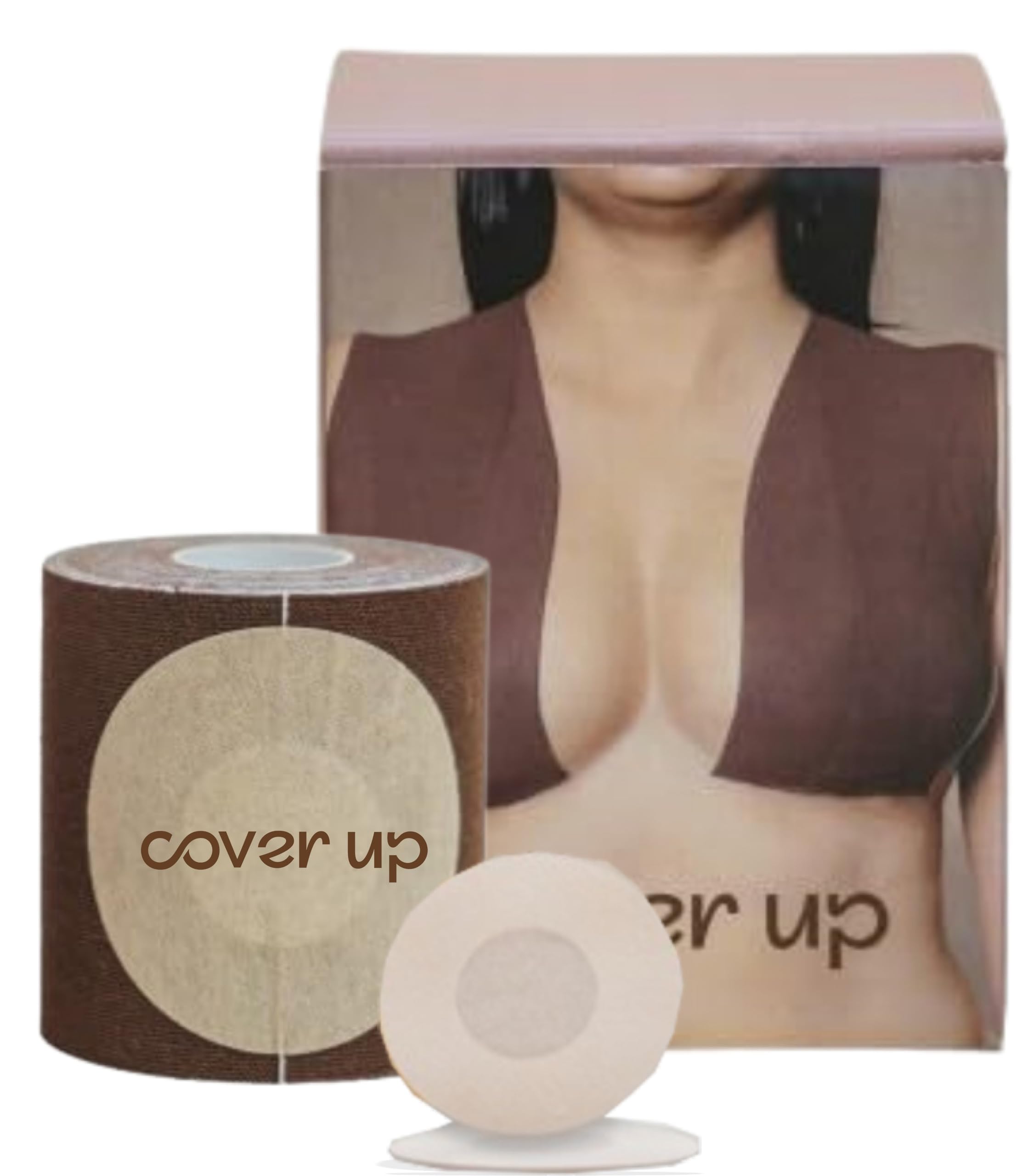 Boob Tape with 2 Pairs of Nipple Pasties 7.5cm Nude Color - Instant Boob Tape for Fashion