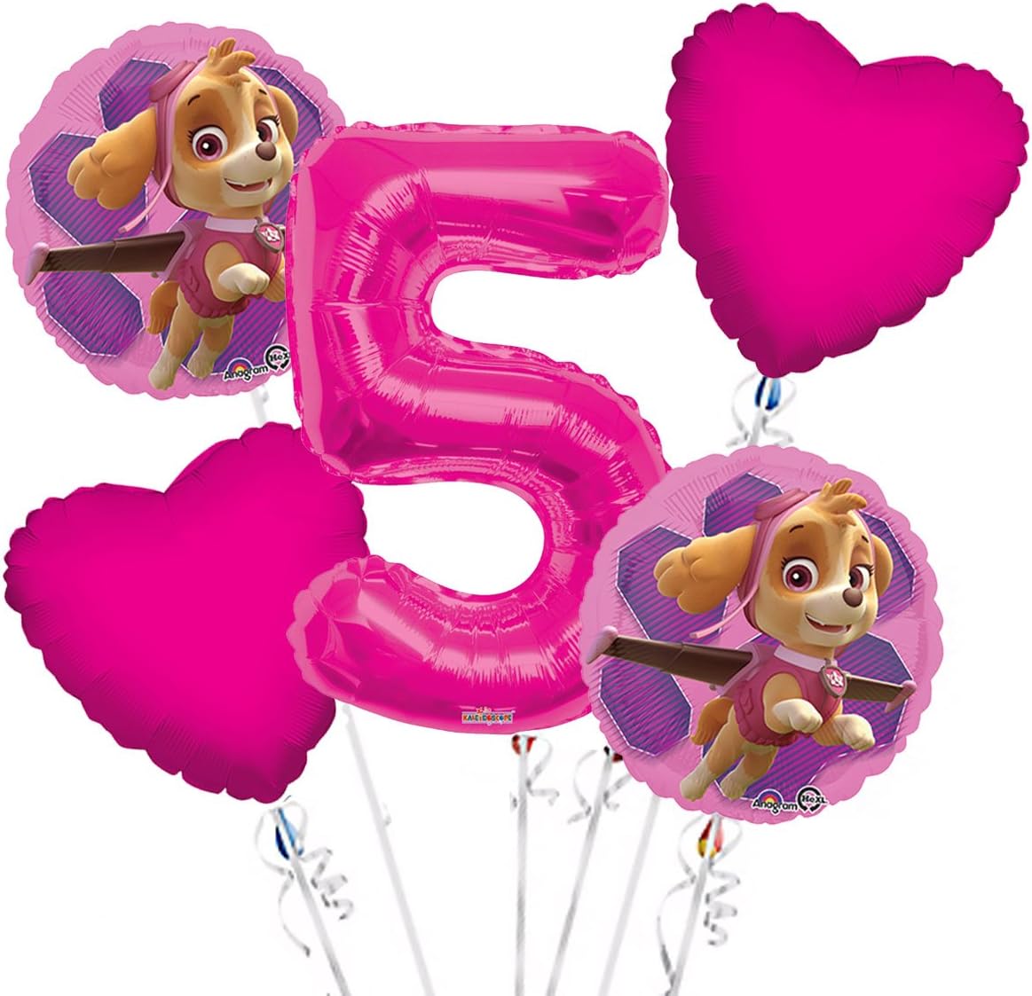 Paw Patrol Girl Balloon Bouquet 5th Birthday 5 pcs - Party Supplies