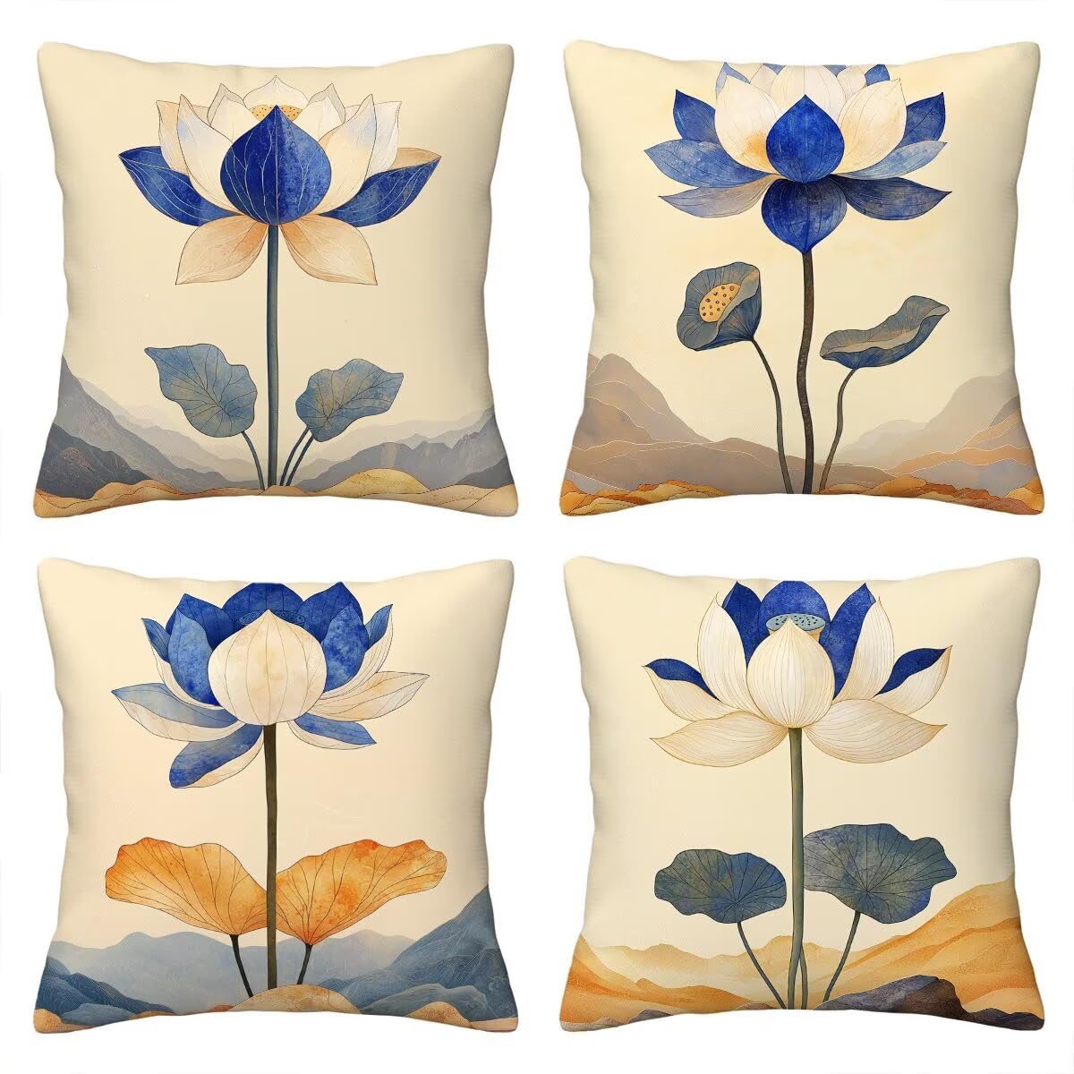 Housse coussin crème lot de 4 anti tache imperméable pour grand oreiller