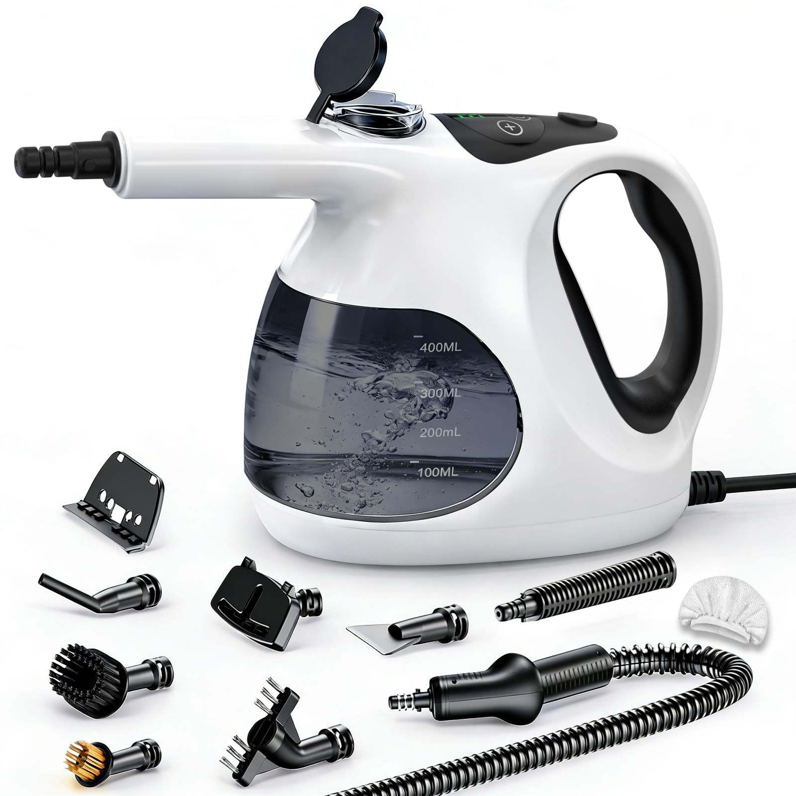 Vaporeta de Mano 400ML 10 Accesorios Calentamiento 5S 0.92kg Limpieza Hogar