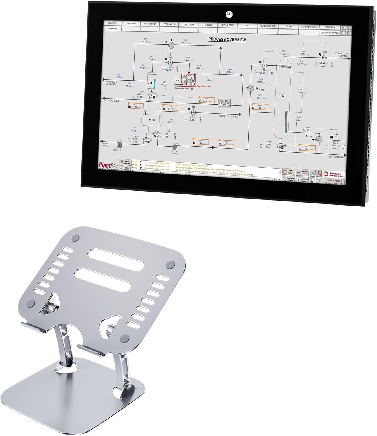 BoxWave Stand and Mount Compatible with Allen Bradley VersaView 6300M Stainless (10.1 in) [16:9 Aspect Ratio] - Executive VersaView Laptop Stand, Ergonomic Adjustable Viewing Angle Metallic Riser