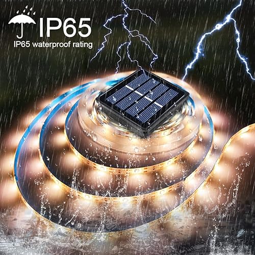 Miniatura 6 de Tira de luces solares LED para exteriores, impermeable, 20 pies, 180 LED, para exteriores, jardín, camino, cubierta, iluminación de Navidad,