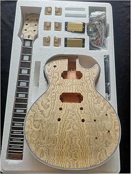 Unfinished Guitar Kit DIY Electric Guitar Kit Accessories Veneer Mahogany Solid Wood Body Handmade Guitar Body Color 11