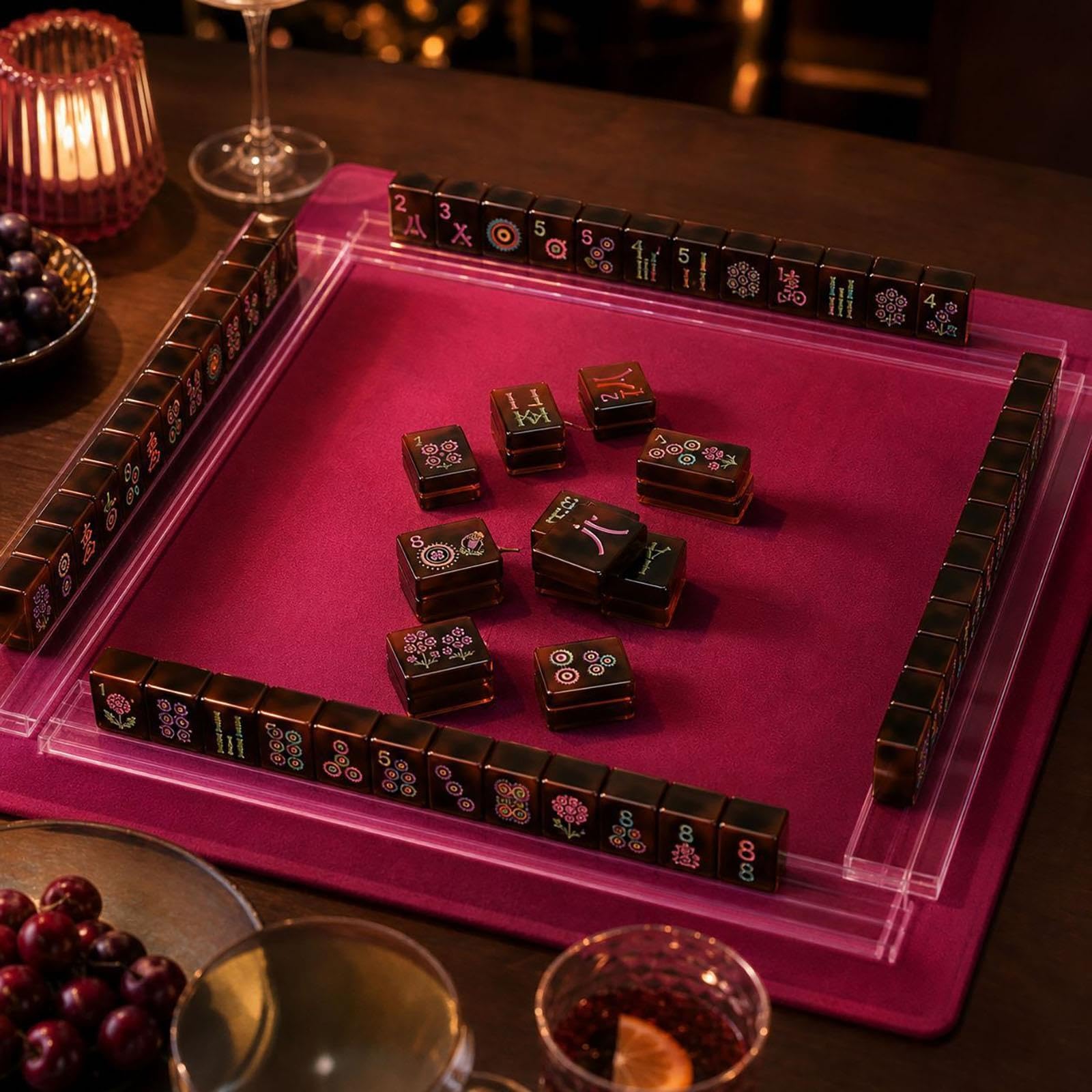 Las Tejas Americanas de Mahjong de 4 Capas fijaron el acrílico Grabado