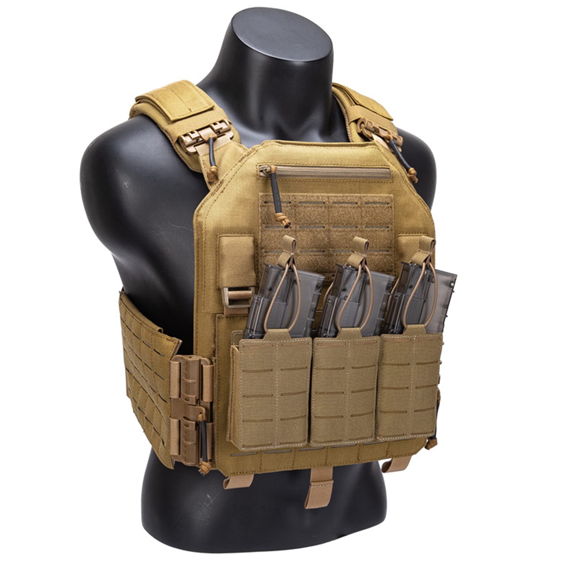 Taktischer Magazintasche für DREI Magazine, Leichter Magazintasche aus 1000D Nylon MOLLE Tripple Open Magazin Pouch Gummischlaufe Retention Mag Taschen für M4 AK Plattenträger Plate Carrier