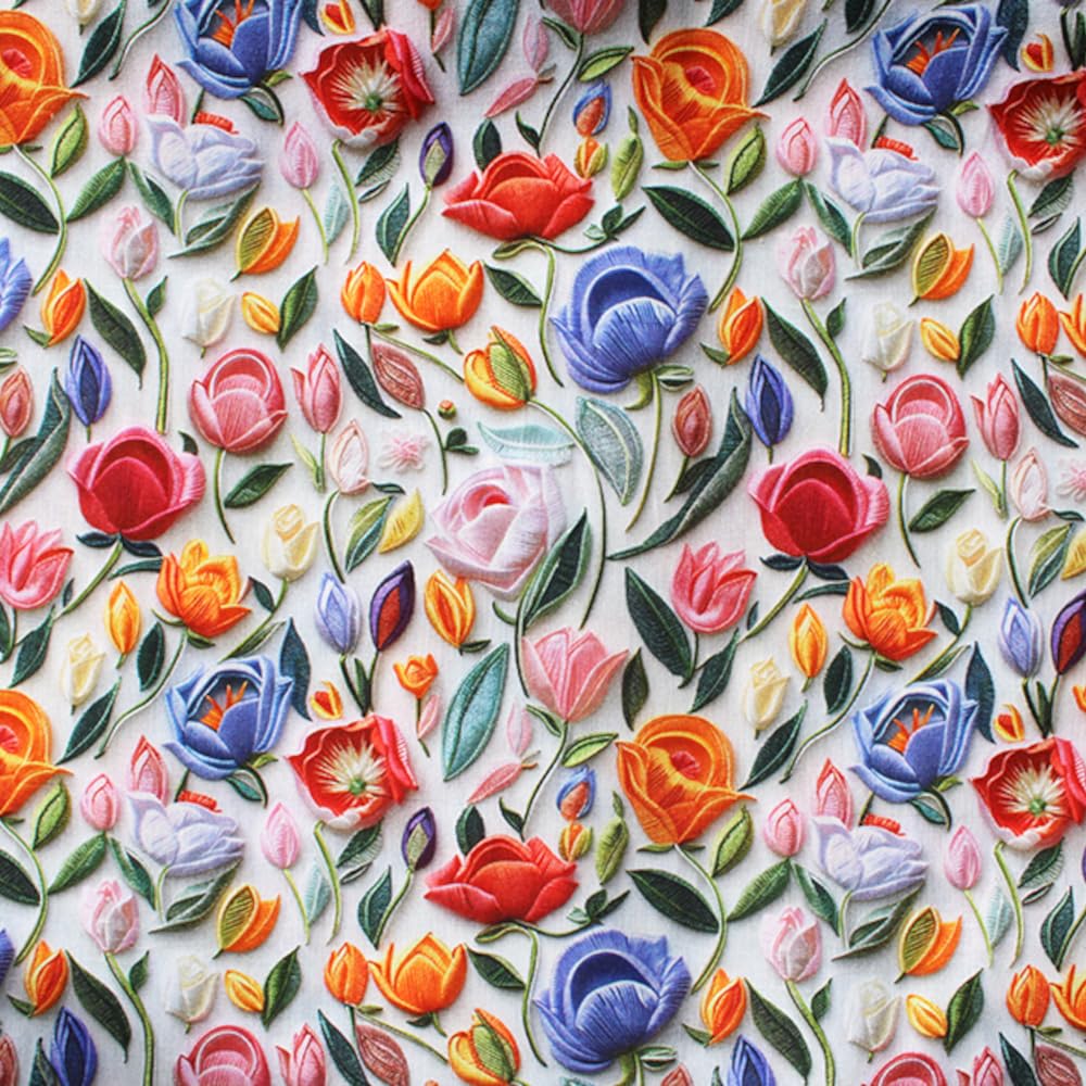 100% Cotton Digital 3D Fabric Floral Flower Heron View 149cm Wide (Price Per Metre)