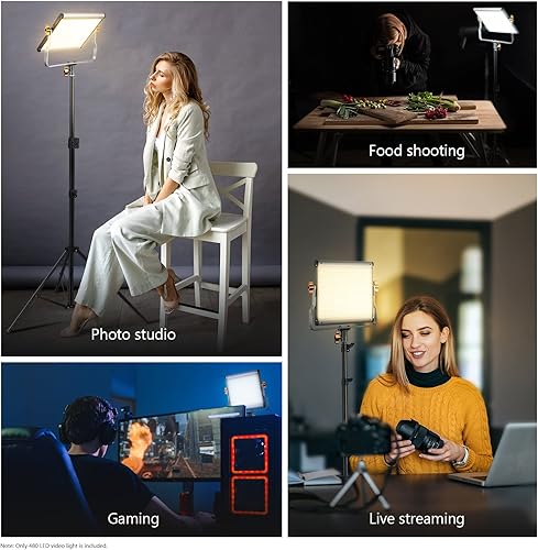 Miniatura 7 de Neewer Luz LED bicolor regulable con soporte en U para estudio, kit de iluminación para fotografía de video al aire libre, marco de metal duradero