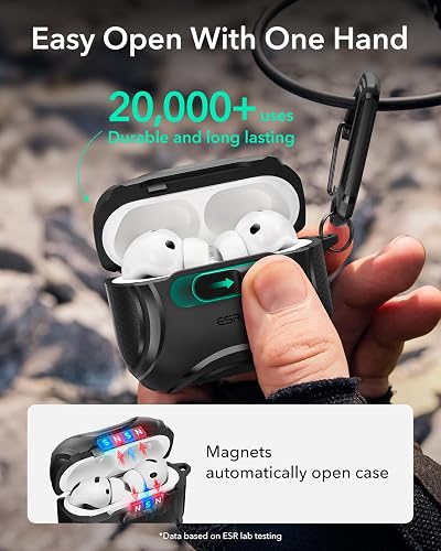 ESR Coque pour AirPods Pro 3, Compatible avec MagSafe,Ouverture Facile,Noir - 5
