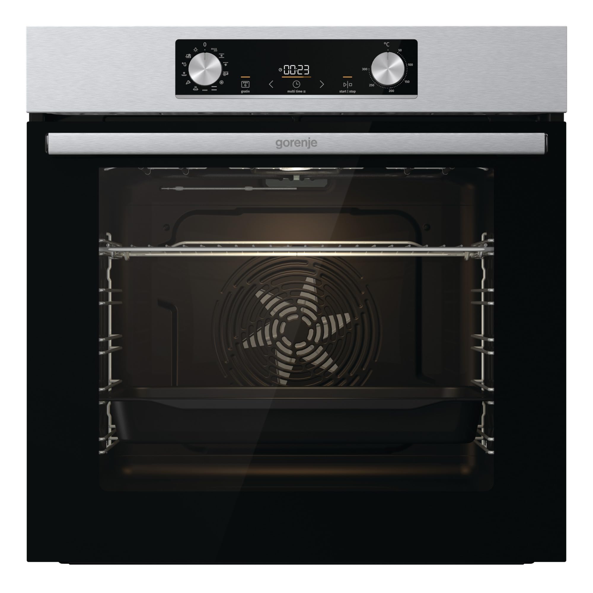 Gorenje 60 cm Built in Electric Oven with Fan, 77 Liters Capacity, Made in Slovenia, Stainless Steel, BO6737E02X"Min 1 year manufacturer warranty"