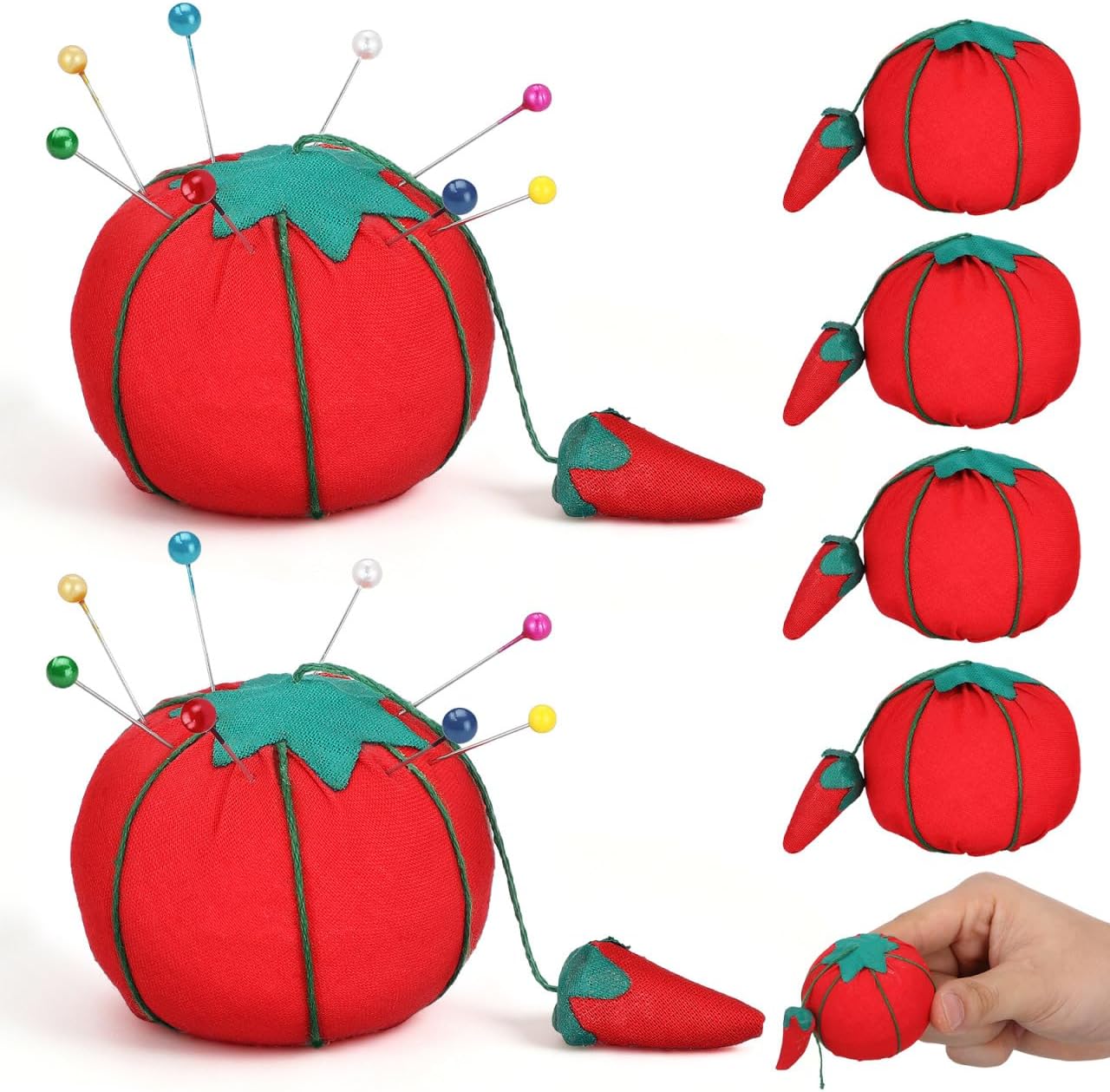 IWOWHERO 12pcs Tomato Pin Tomatoes Household Cushion Sewing Tool Compact Cushion Sewing Supply Pin Pin Cushions for Sewing Cute Pin Rest Sewing Kit Round Fabric
