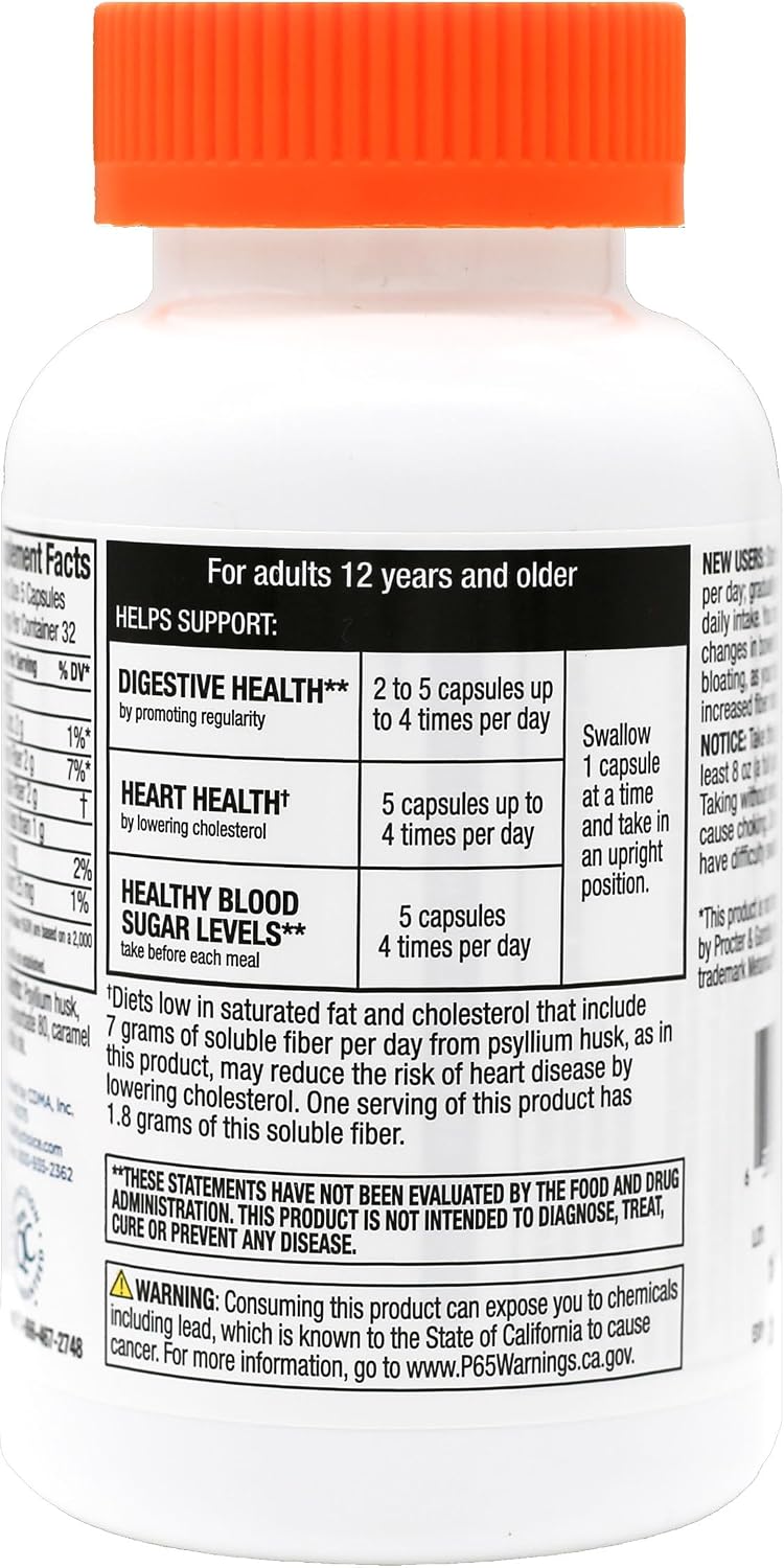 Quality Choice Fiber Capsule Laxative Supplement, 160 Ct. - Pack of 5