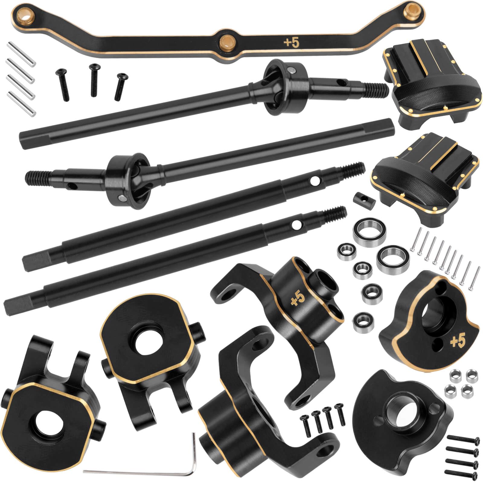 BRCatWPark RC Brass Axle widening (+5mm Wider on Each Side) Upgrades Part for 1/18 TRX4M,Front & Rear 5mm Wider on Each Side w/Front & Rear Axle Covers, RC Brass Axle widening