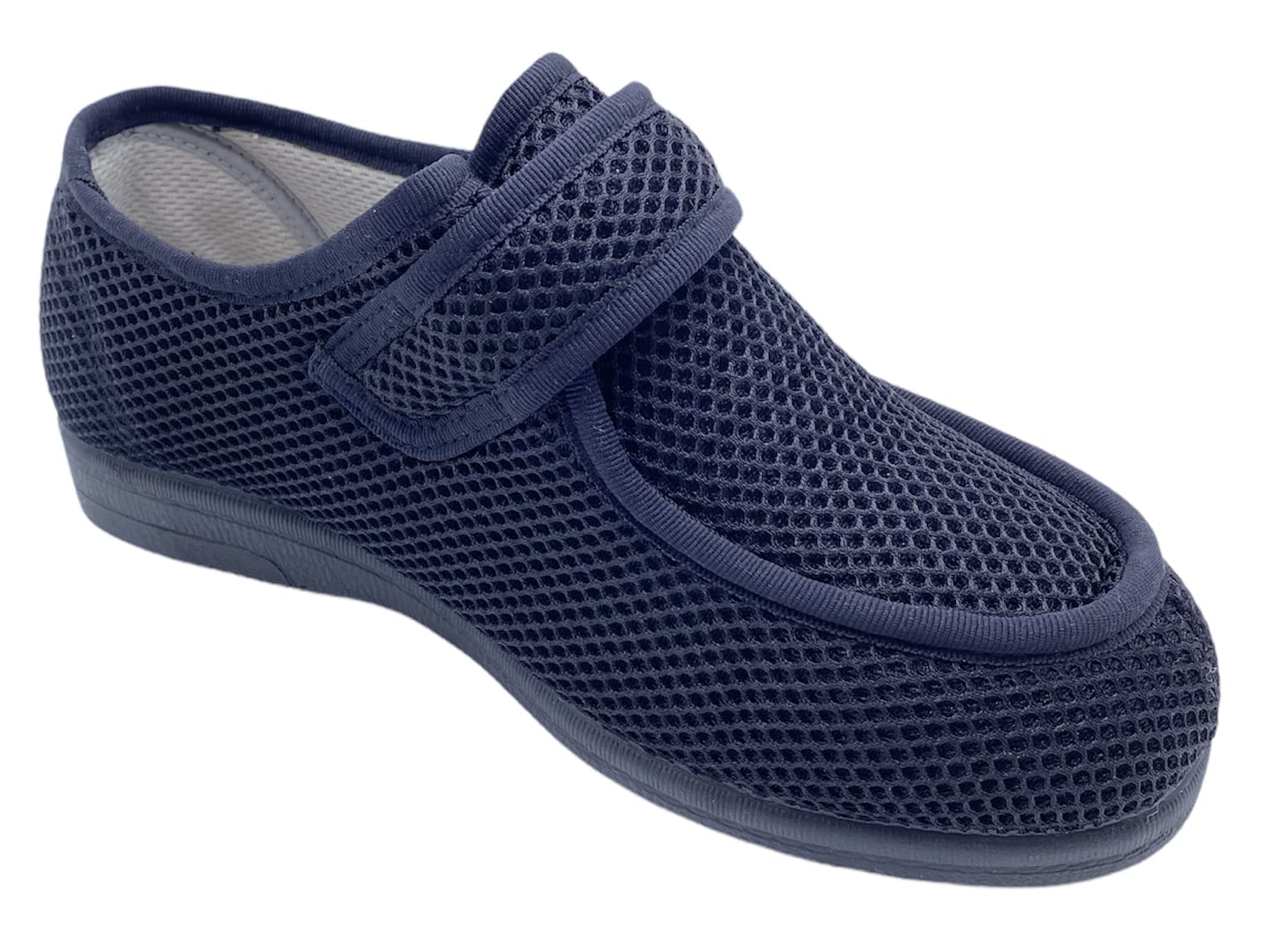 Zapatillas Unisex con Velcro - Zapatillas Verano/Invierno - Ancho Especial Pies Delicados - Antibacteriana Diabéticos Posoperatorio - Unisex - Negro y Marino - Tallas 36-48