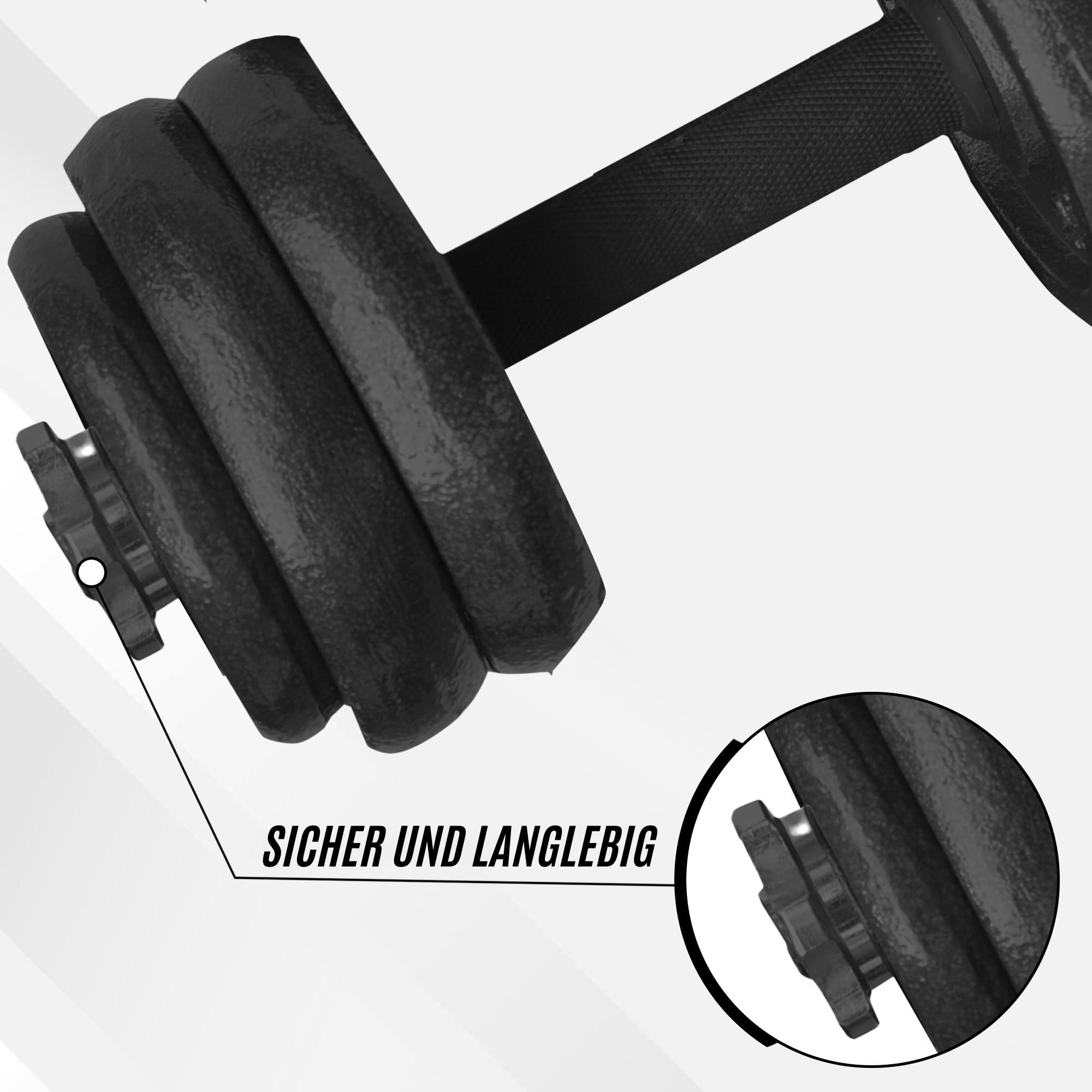 Hanteln Set verstellbar 20 kg, Kurzhanteln aus Gusseisen mit Transportkoffer, Hantelset mit 12 Gewichtsscheiben, Gewichte für Frauen und Männer, Dumbbells für Home Gym, Krafttraining zuhause