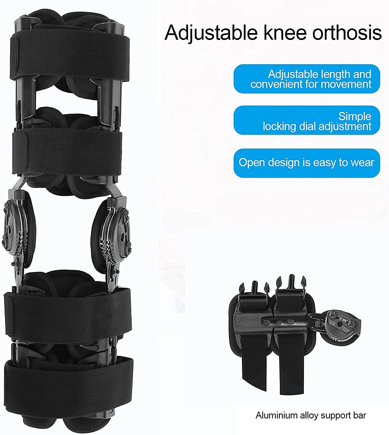 Rodilleras menisco y ligamento para Artritis Inmobilizante con bisagras de la rodilla for estabilizador de orttosis, soporte de recuperación ajustable for rehabilitación ortopédica después de la lágri
