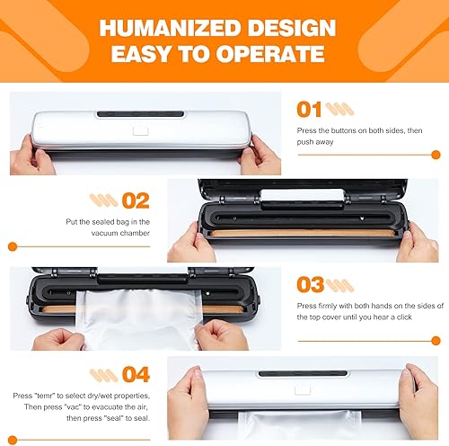 Miniatura 5 de Máquina selladora al vacío selladora al vacío de alimentos para ahorrar alimentos sistema automático de sellado de aire para almacenamiento de