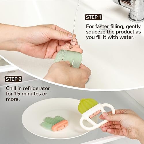 Miniatura 3 de 2 piezas de juguete mordedor para bebé, alivio de la dentición rellenable de agua para bebés de 0 a 12 meses, juguetes de silicona para dentición