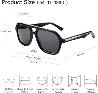 ZENOTTIC Aviator Sunglasses for Men Polarized: Retro Pilot Shades for Daily Life - UV400 Protection Square Sun Glasses