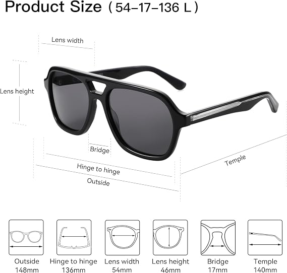 ZENOTTIC Aviator Sunglasses for Men Polarized: Retro Pilot Shades for Daily Life - UV400 Protection Square Sun Glasses